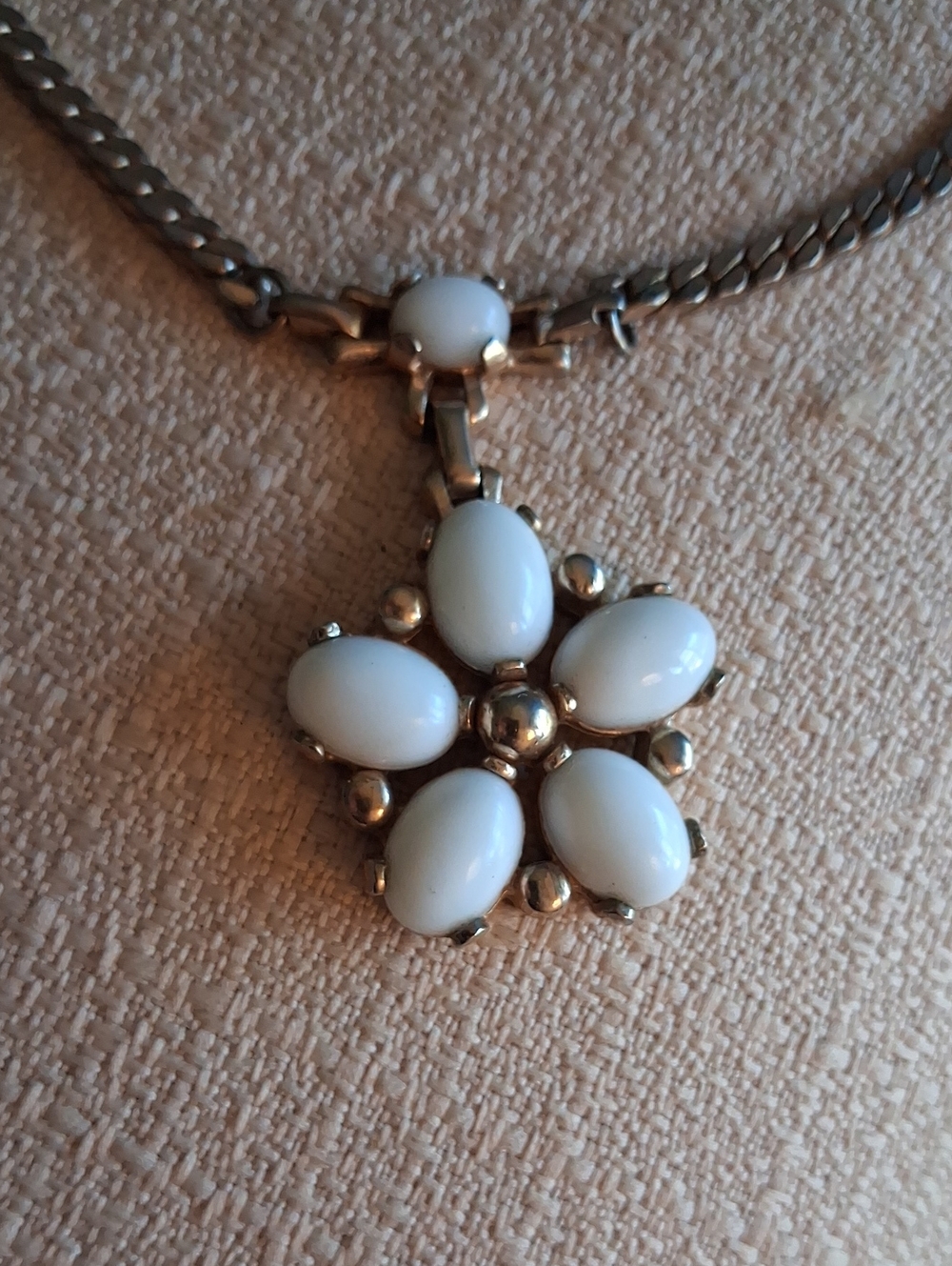 Barclay White Cabochon Flower Pendant Necklace - Women Jewelry